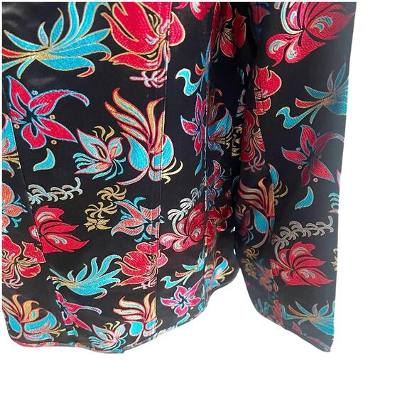 Chico’s Asian Inspired Brocade Jacket Mandarin Collar Silk Blend Size 3/Large - Picture 4 of 9
